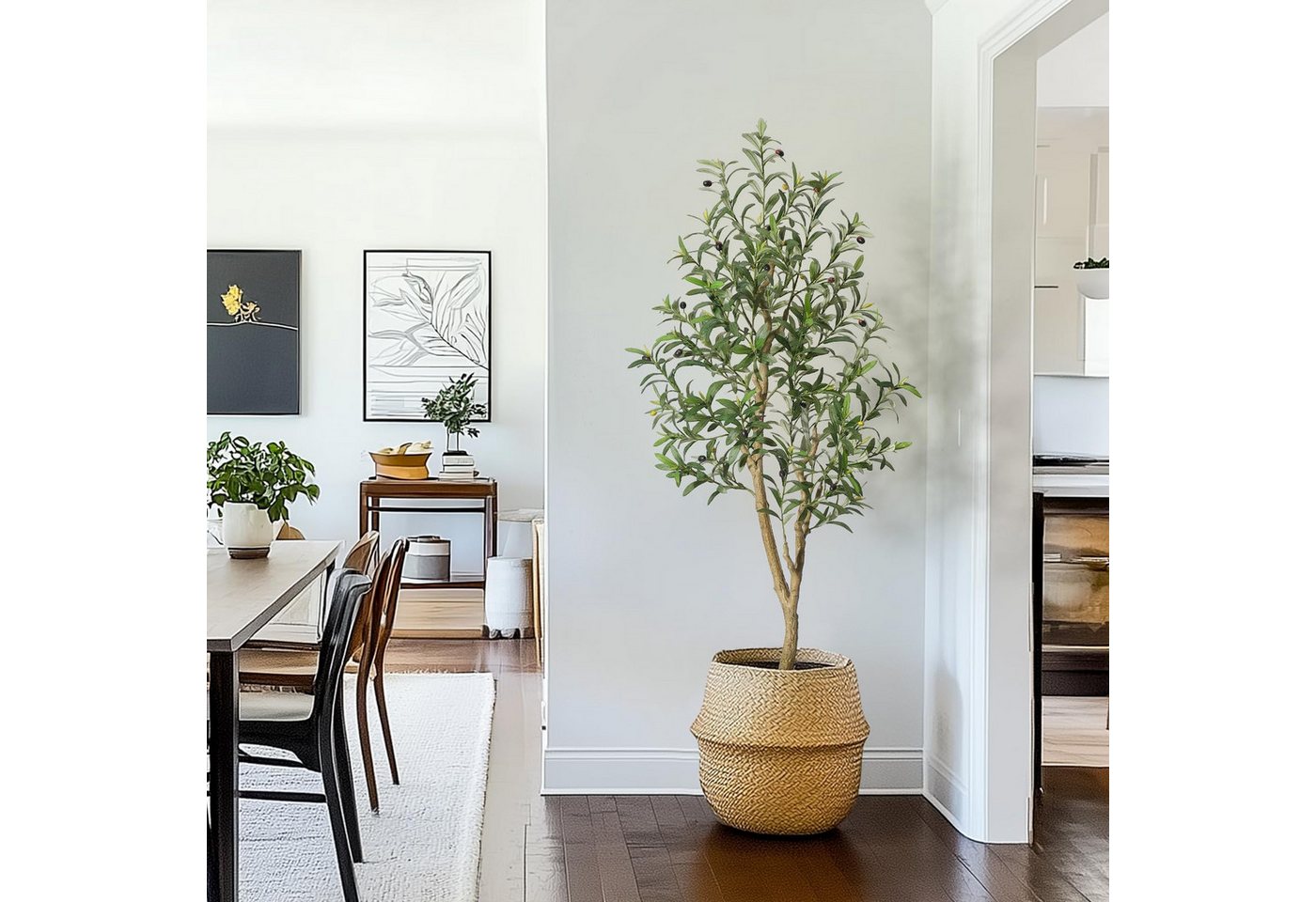 Kunstpflanze Künstliche Olivenbäume Indoor mit weißem Pflanzenplanter für Heimdekor, GarveeMore Bild 4