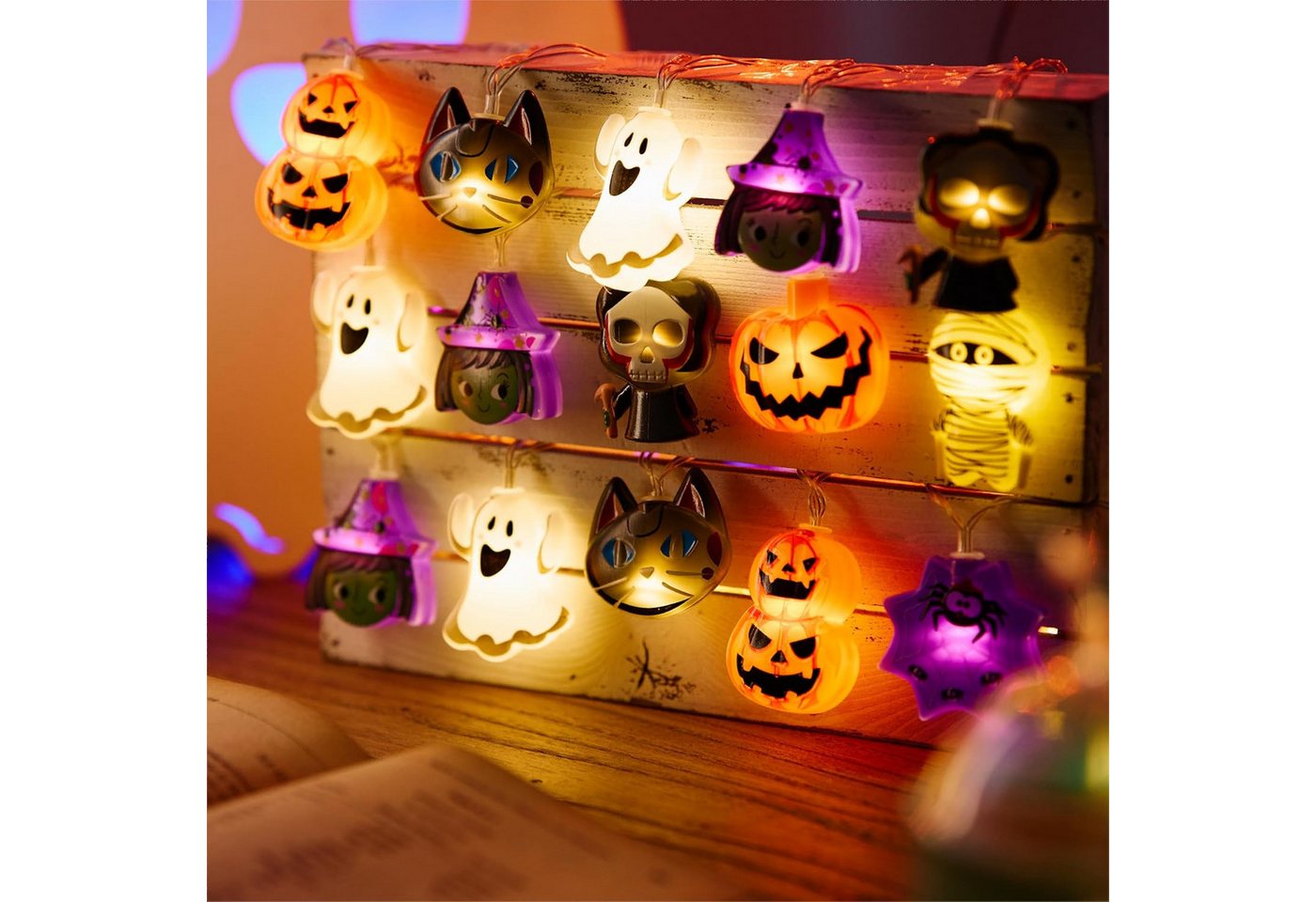 Coonoor LED-Lichterkette Halloween Lichterkette 3 m 20 LED Lichter Dekoration Bild 4