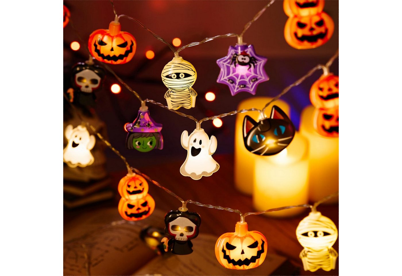 Coonoor LED-Lichterkette Halloween Lichterkette 3 m 20 LED Lichter Dekoration Bild 5
