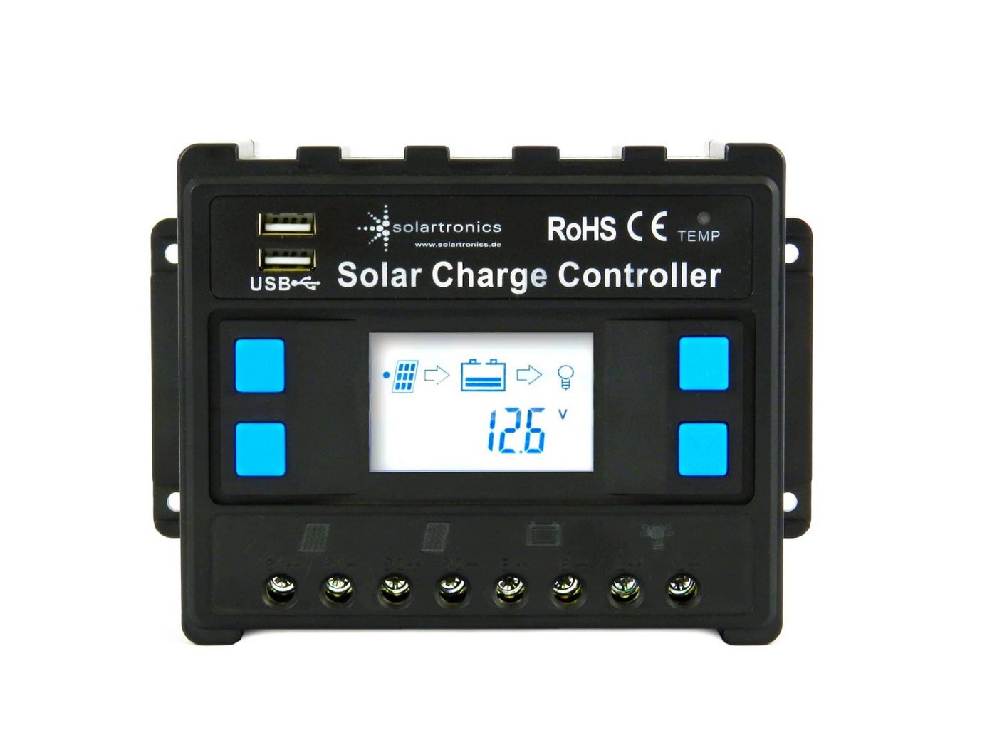 solartronics Solarmodul 10A - 40A Laderegler Solar 12V 24V, PWM Solarladeregler, LCD Anzeige Bild 2