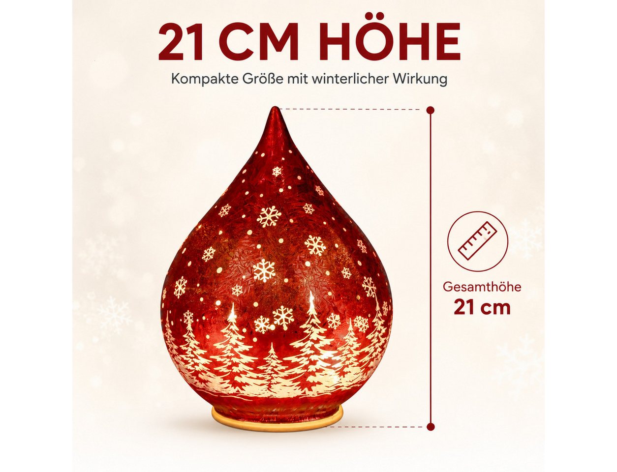 formano LED Dekolicht LED Deko-Tropfen Weihnachten 21 cm Frosty-Rot mit Timer 6h/18h, LED fest integriert Bild 2