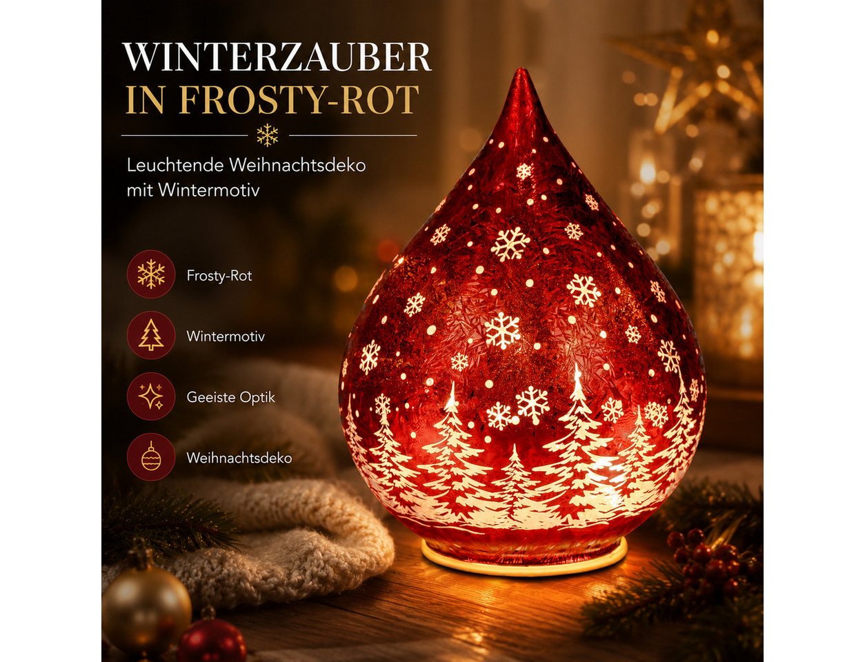 formano LED Dekolicht LED Deko-Tropfen Weihnachten 21 cm Frosty-Rot mit Timer 6h/18h, LED fest integriert Bild 5