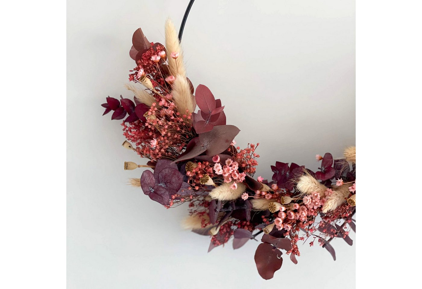 LYKKE & You Dekokranz Natürlicher Hingucker: Trockenblumenkranz mit Mohn und Broom Bloom
