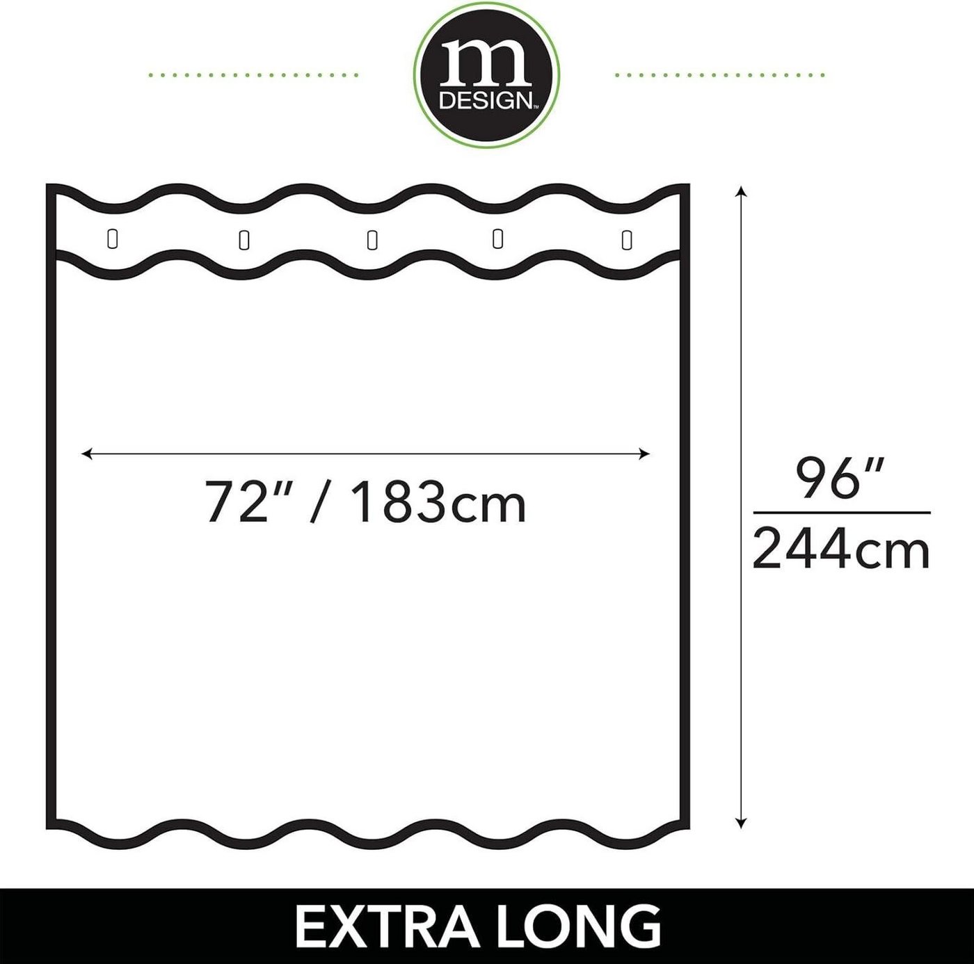 mDesign Badaccessoire-Set Duschvorhang XL Duschabtrennung Spritzschutz 243,8 cm lang mDesign T Bild 2