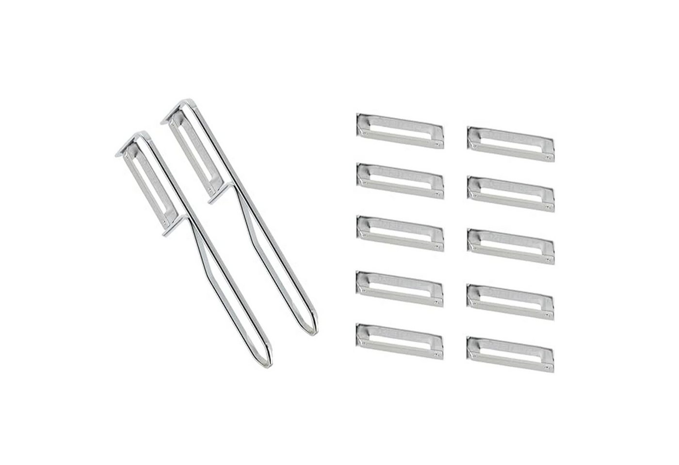 FACKELMANN Spargelschäler Universal-Sparschäler 2er Set, inkl. 10 Ersatzklingen, Edelstahl, Ideal für Spargel, Obst und Gemüse, Silber, Pendelklinge Bild 2