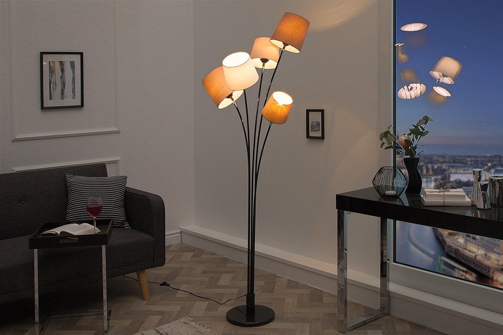 riess-ambiente Stehlampe LEVELS 176cm weiß / beige / braun, ohne Leuchtmittel, Wohnzimmer · Metall · Leinen · Marmor · Retro