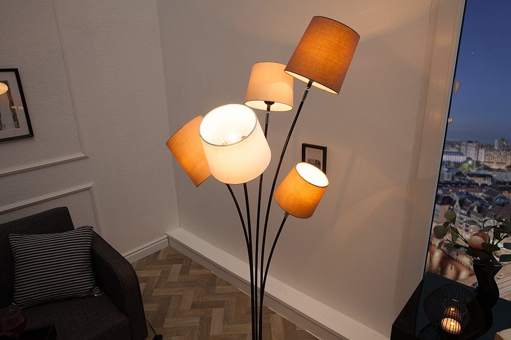 riess-ambiente Stehlampe LEVELS 176cm weiß / beige / braun, ohne Leuchtmittel, Wohnzimmer · Metall · Leinen · Marmor · Retro Bild 2
