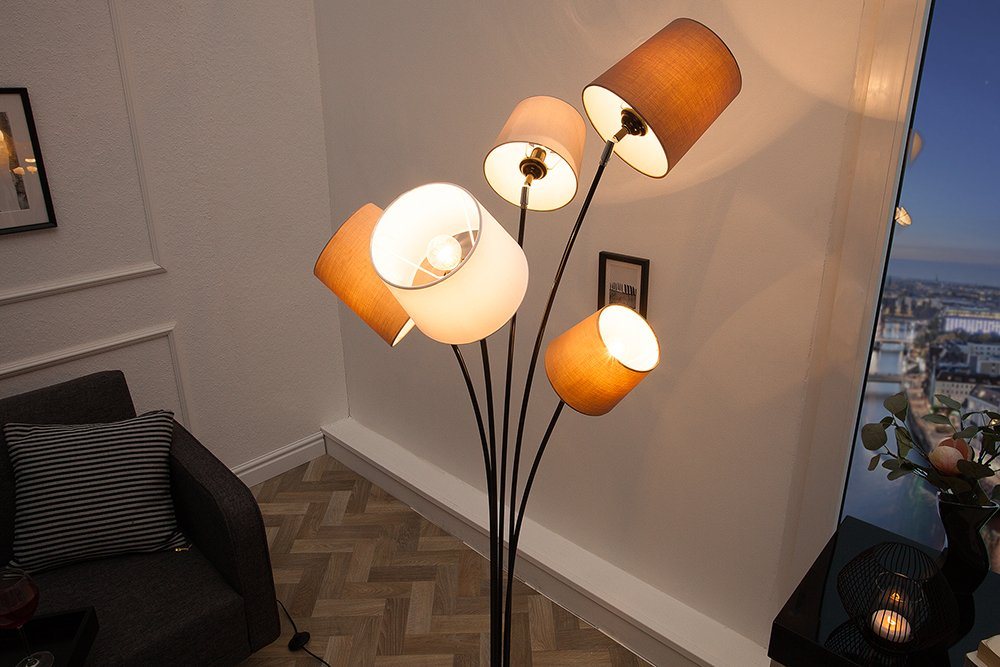 riess-ambiente Stehlampe LEVELS 176cm weiß / beige / braun, ohne Leuchtmittel, Wohnzimmer · Metall · Leinen · Marmor · Retro Bild 3