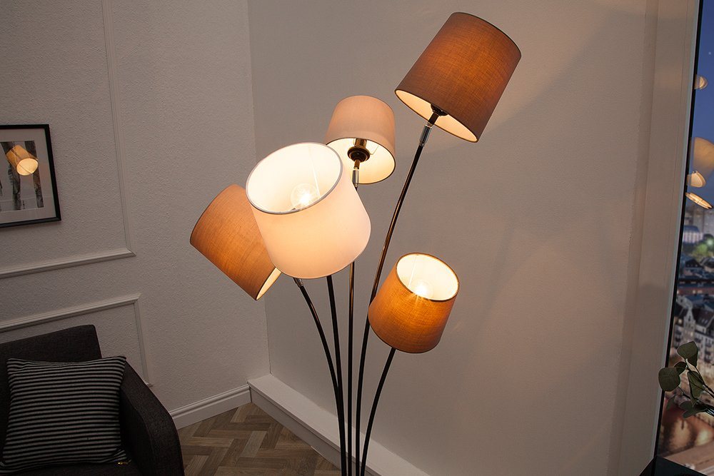 riess-ambiente Stehlampe LEVELS 176cm weiß / beige / braun, ohne Leuchtmittel, Wohnzimmer · Metall · Leinen · Marmor · Retro Bild 5