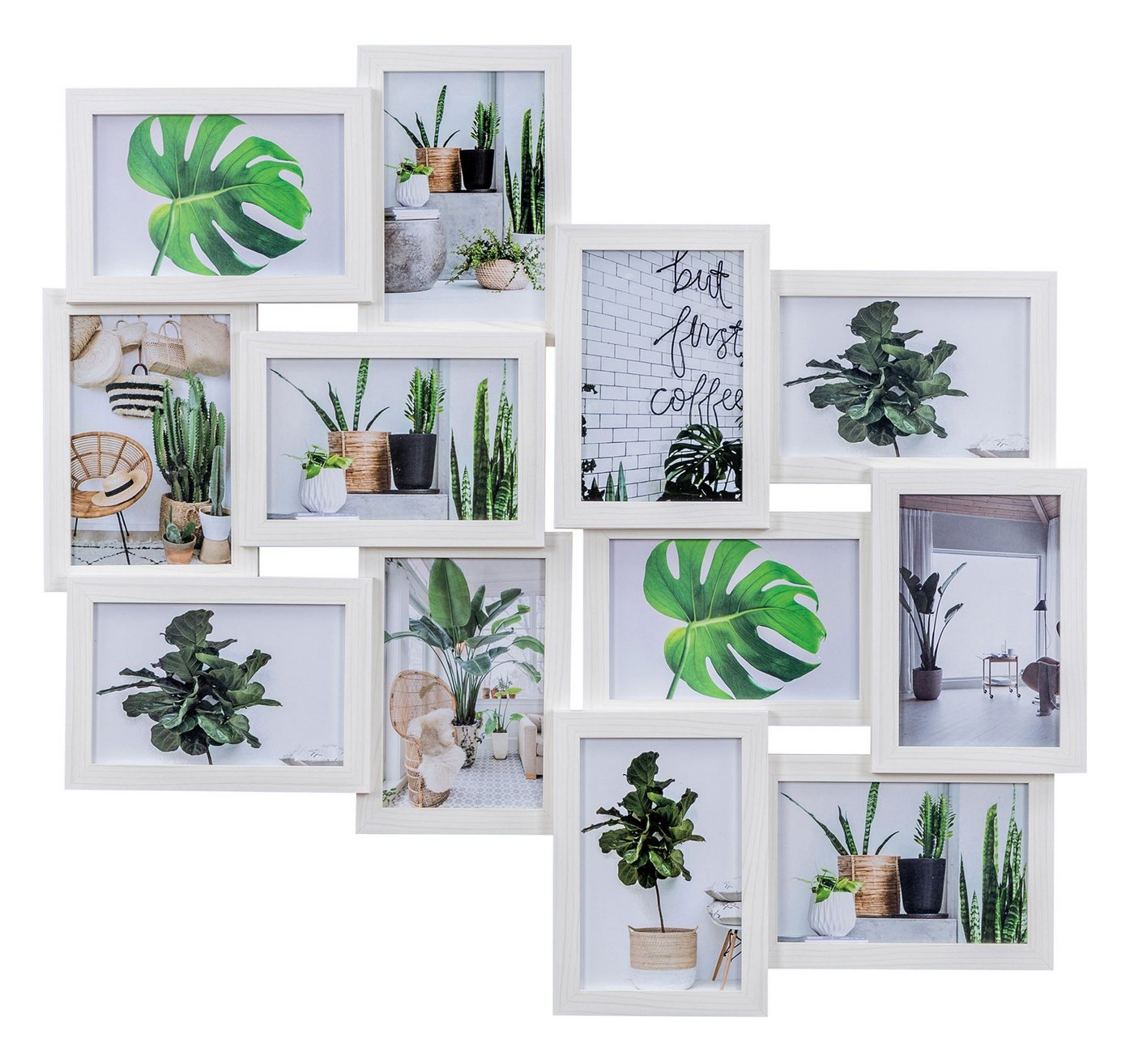 Levandeo® Bilderrahmen Collage, Bilderrahmen 58x55cm Collage 12 Fotos 10x15 Ahorn Weiß MDF Holz Bild 2