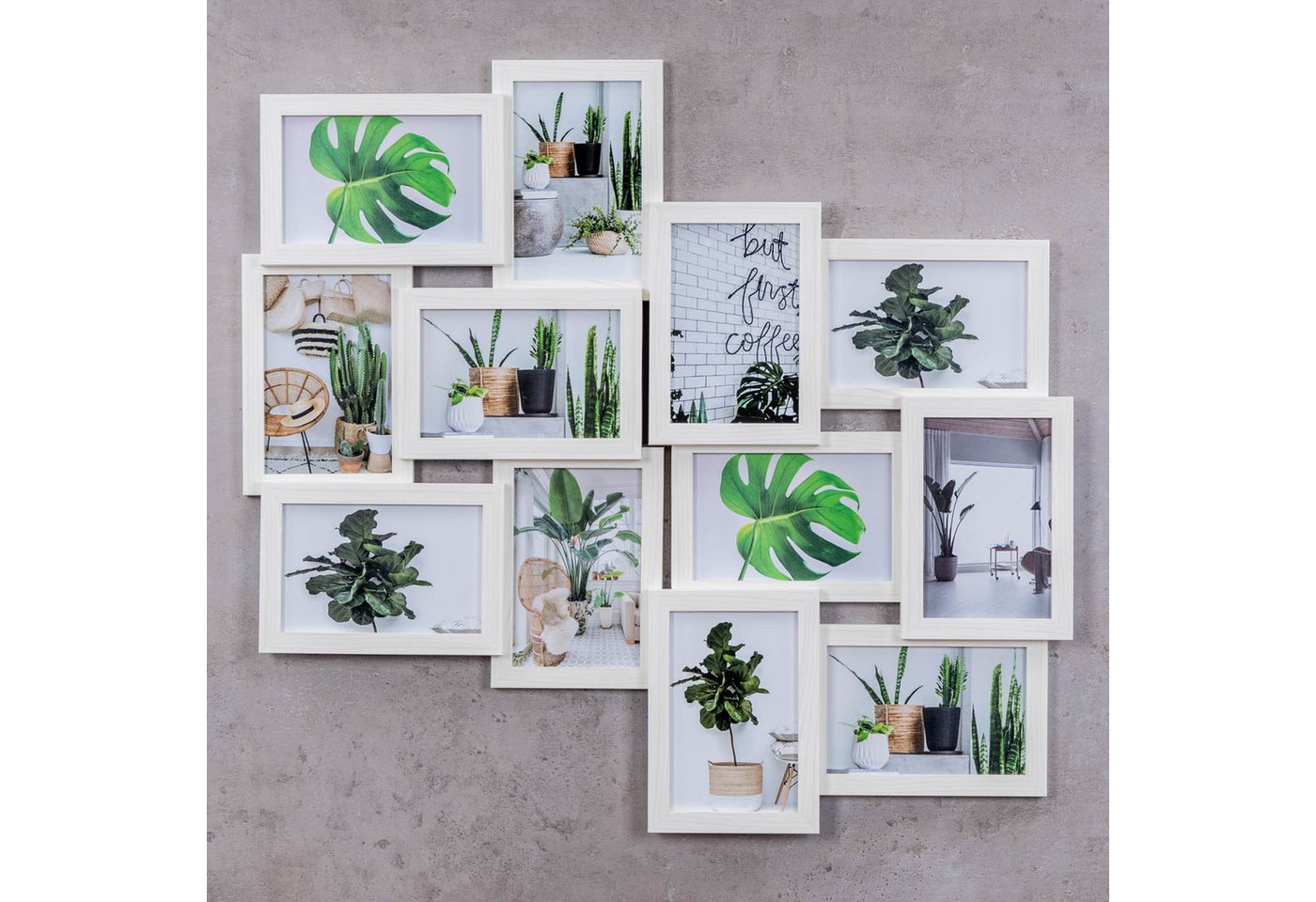 Levandeo® Bilderrahmen Collage, Bilderrahmen 58x55cm Collage 12 Fotos 10x15 Ahorn Weiß MDF Holz Bild 4