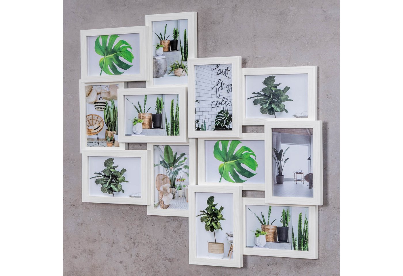 Levandeo® Bilderrahmen Collage, Bilderrahmen 58x55cm Collage 12 Fotos 10x15 Ahorn Weiß MDF Holz Bild 5