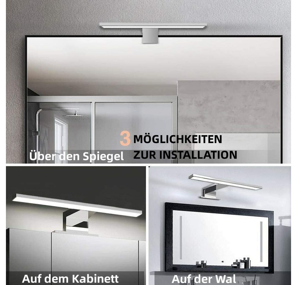 WILGOON Spiegelleuchte LED Wandleuchte, 30cm 60cm LED Spiegelleuchte 230V 8W/5W 400lm/650lm, LED fest integriert, Kaltweiß, Aufbauleuchte + Klemmleuchte,Schminklicht,Schrank-Beleuchtung 230V