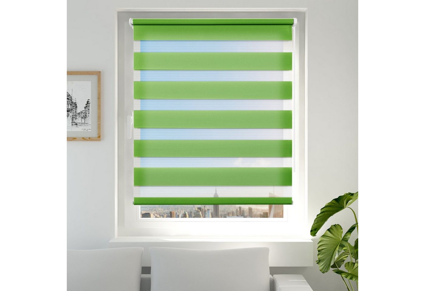 Doppelrollo ohne Bohren 130cm/150cm/230cm, OUBO, freihängend, Klemmfix, rollo für Fenster und Tür mit Klemmträger Lichtschutz und Sichtschutz