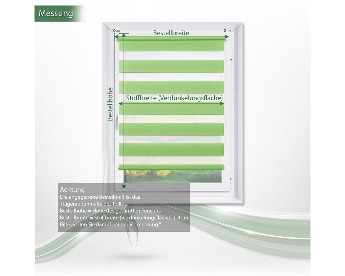 Doppelrollo ohne Bohren 130cm/150cm/230cm, OUBO, freihängend, Klemmfix, rollo für Fenster und Tür mit Klemmträger Lichtschutz und Sichtschutz Bild 4