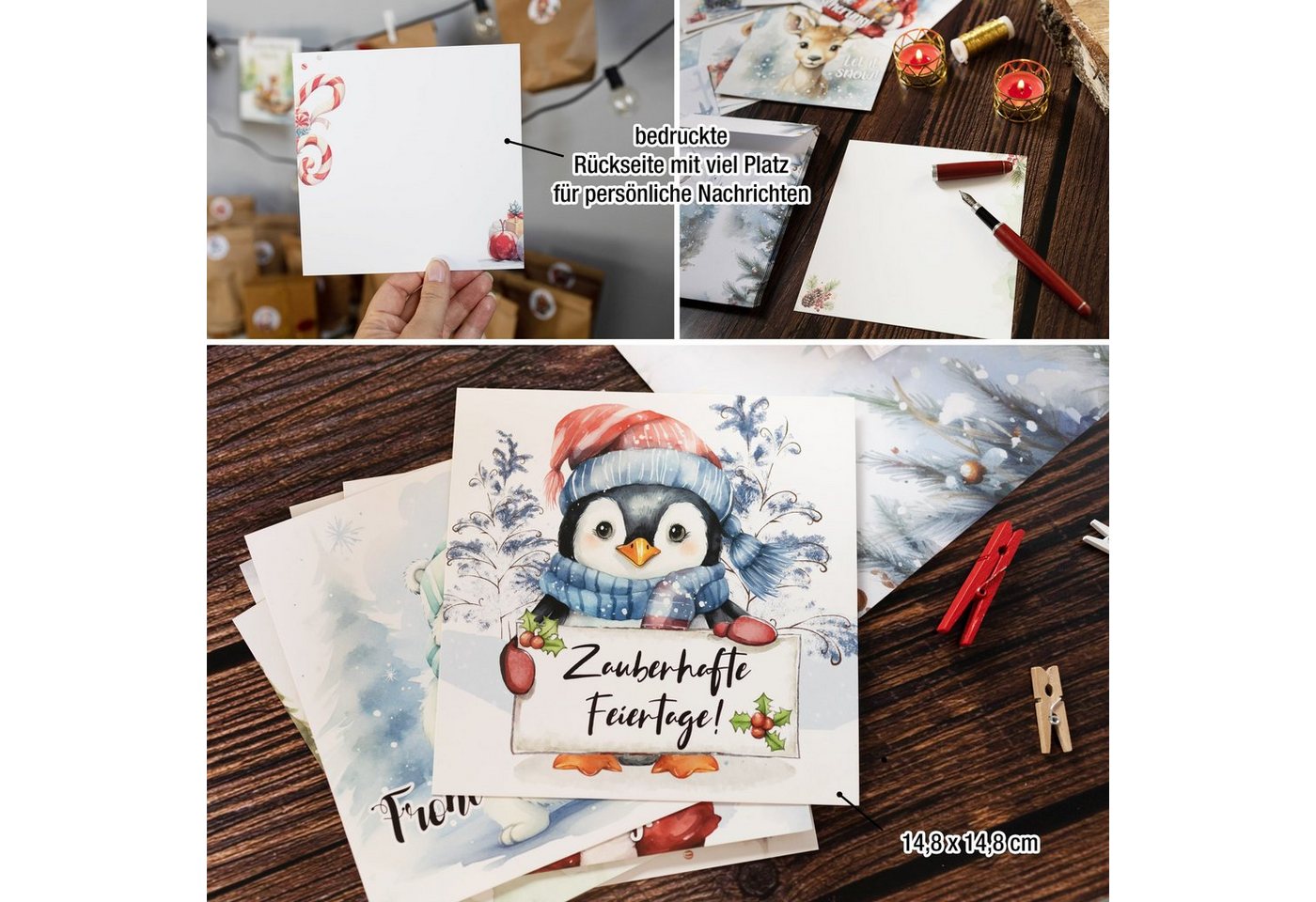 TOBJA Weihnachtskarte Weihnachtskarten XXL mit Umschlag Set, 10x Große Weihnachtskarten Postkarten Geschenkkarten Bild 5