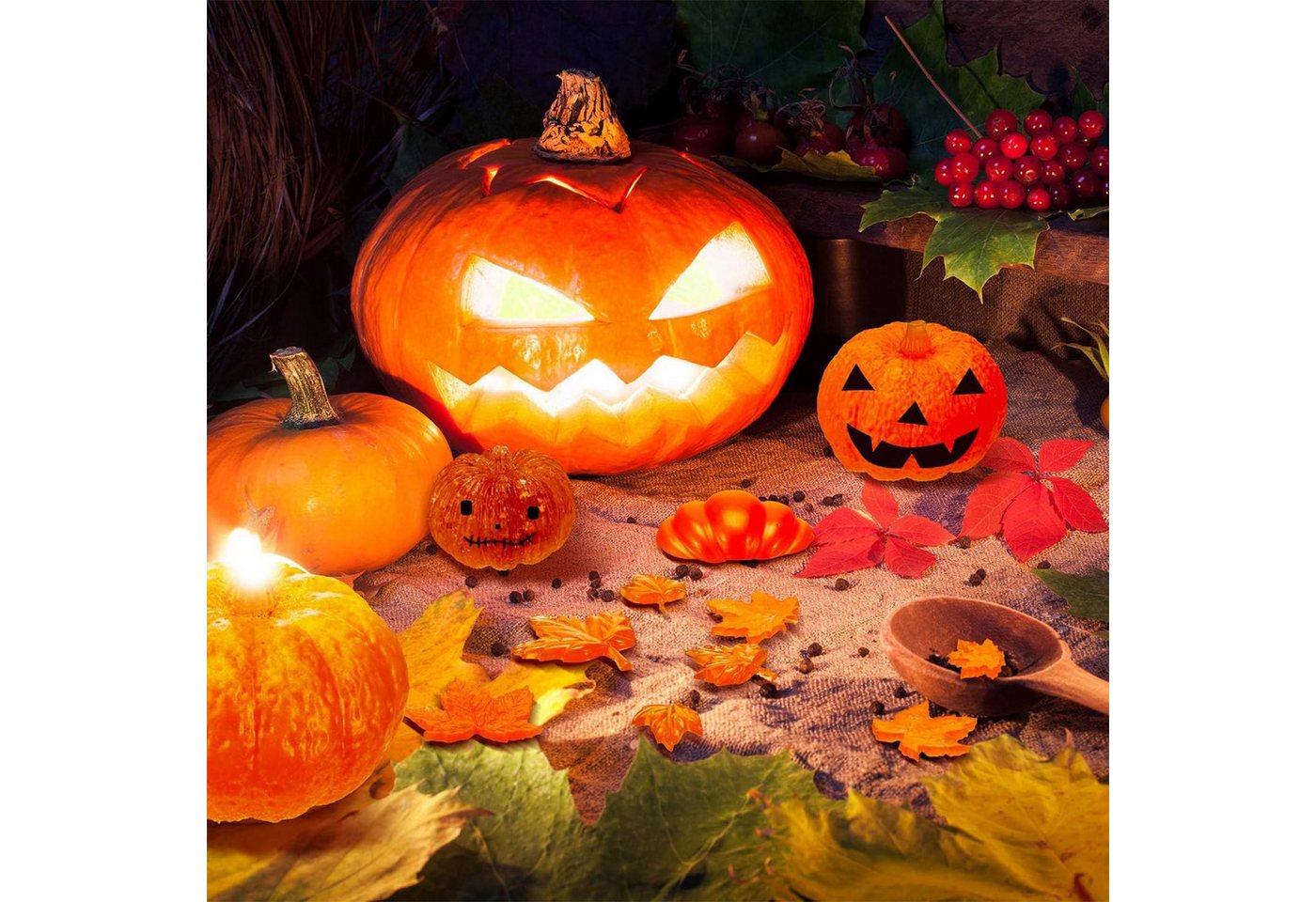 Coonoor Modellierwerkzeug Halloween Silikonform 3D Kürbis Set DIY Gießform, für Herbsternte & Thanksgiving