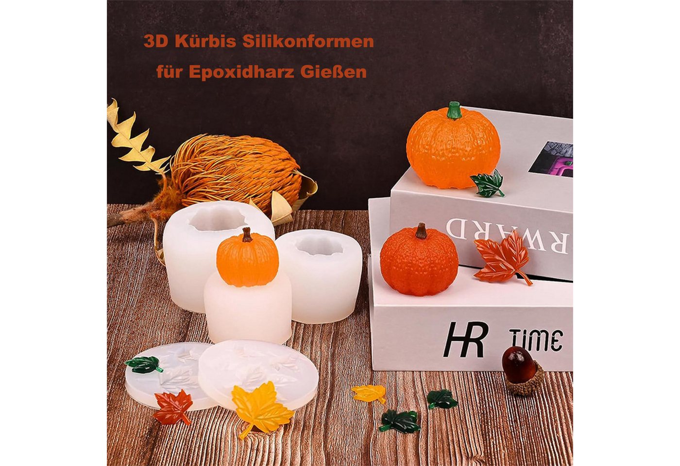 Coonoor Modellierwerkzeug Halloween Silikonform 3D Kürbis Set DIY Gießform, für Herbsternte & Thanksgiving Bild 4