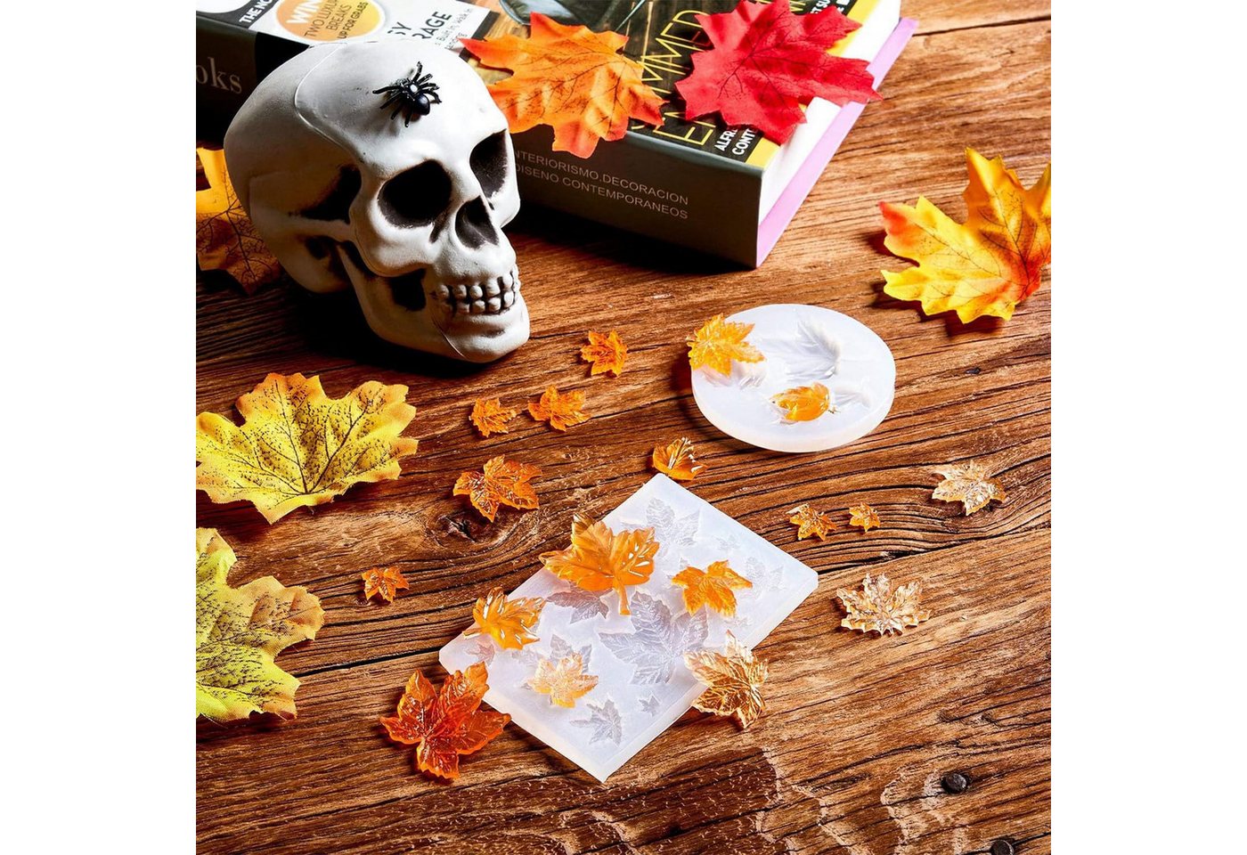 Coonoor Modellierwerkzeug Halloween Silikonform 3D Kürbis Set DIY Gießform, für Herbsternte & Thanksgiving Bild 5