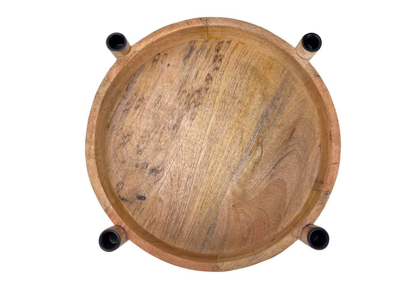 Online-Fuchs Adventskranz aus Mangoholz für Stabkerzen mit schwarzen Kerzenhaltern, Metall, rund, modern und natürlich für Ihre Weihnachtsdekoration Bild 3