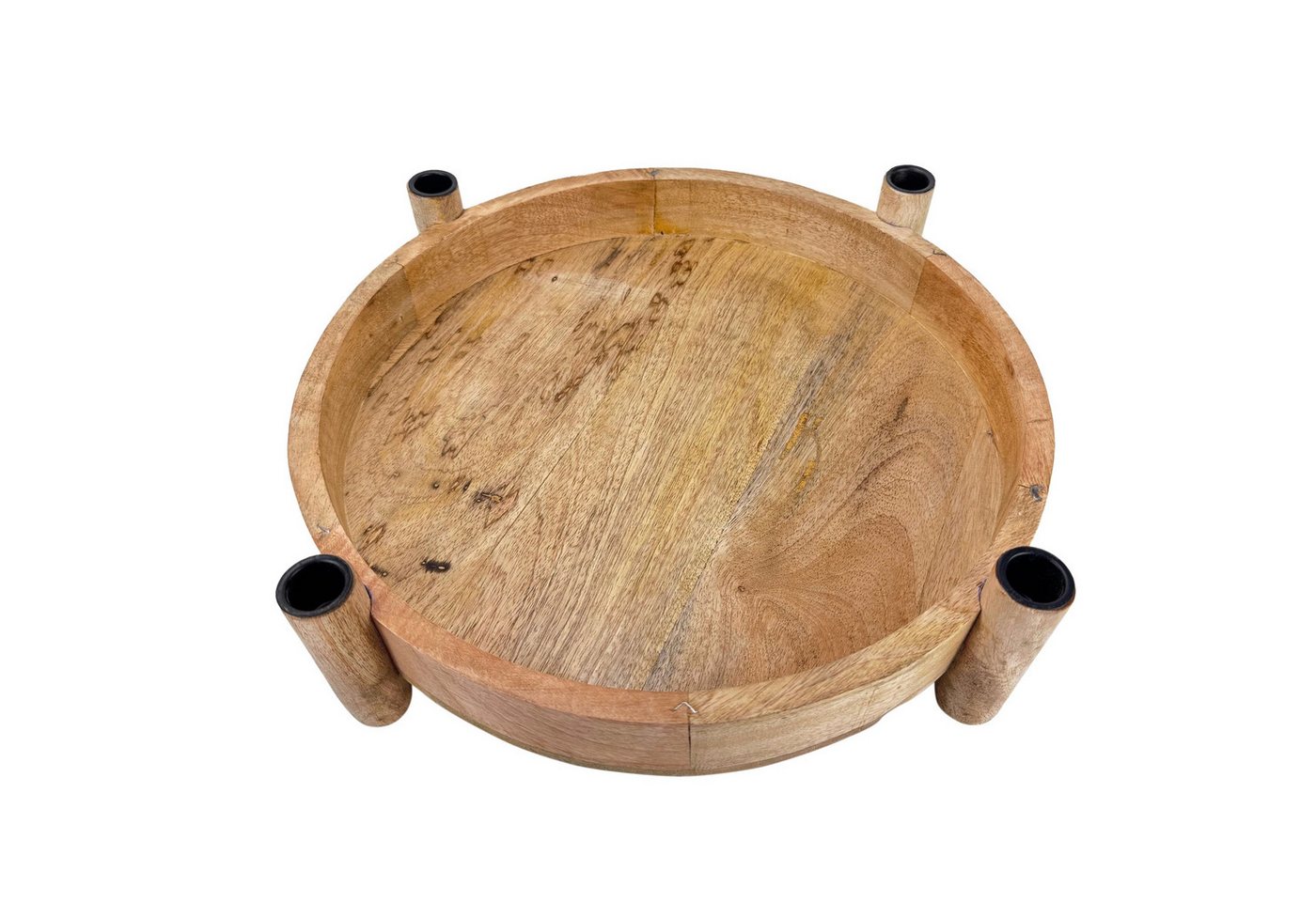 Online-Fuchs Adventskranz aus Mangoholz für Stabkerzen mit schwarzen Kerzenhaltern, Metall, rund, modern und natürlich für Ihre Weihnachtsdekoration Bild 4