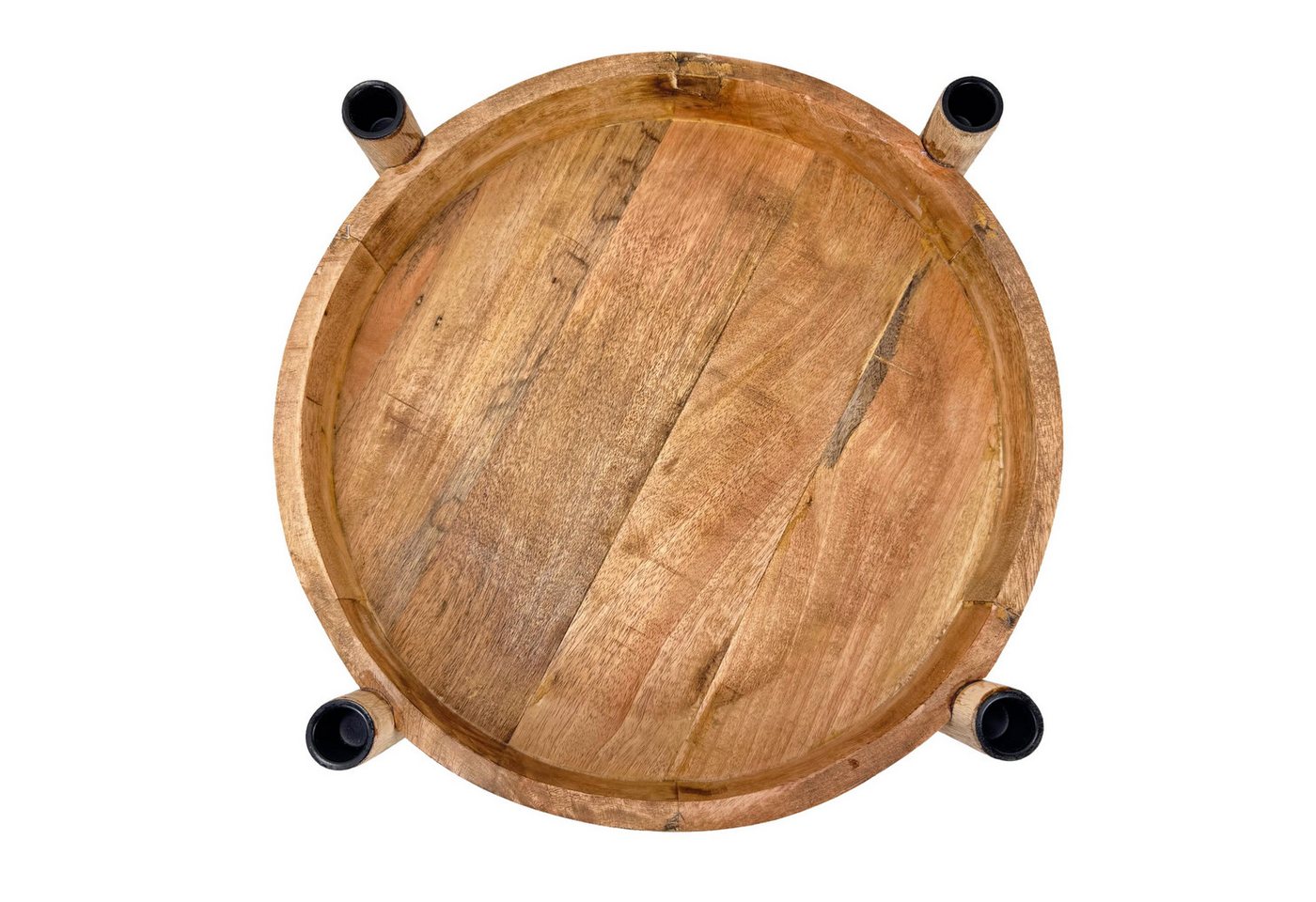 Online-Fuchs Adventskranz aus Mangoholz für Stabkerzen mit schwarzen Kerzenhaltern, Metall, rund, modern und natürlich für Ihre Weihnachtsdekoration Bild 5