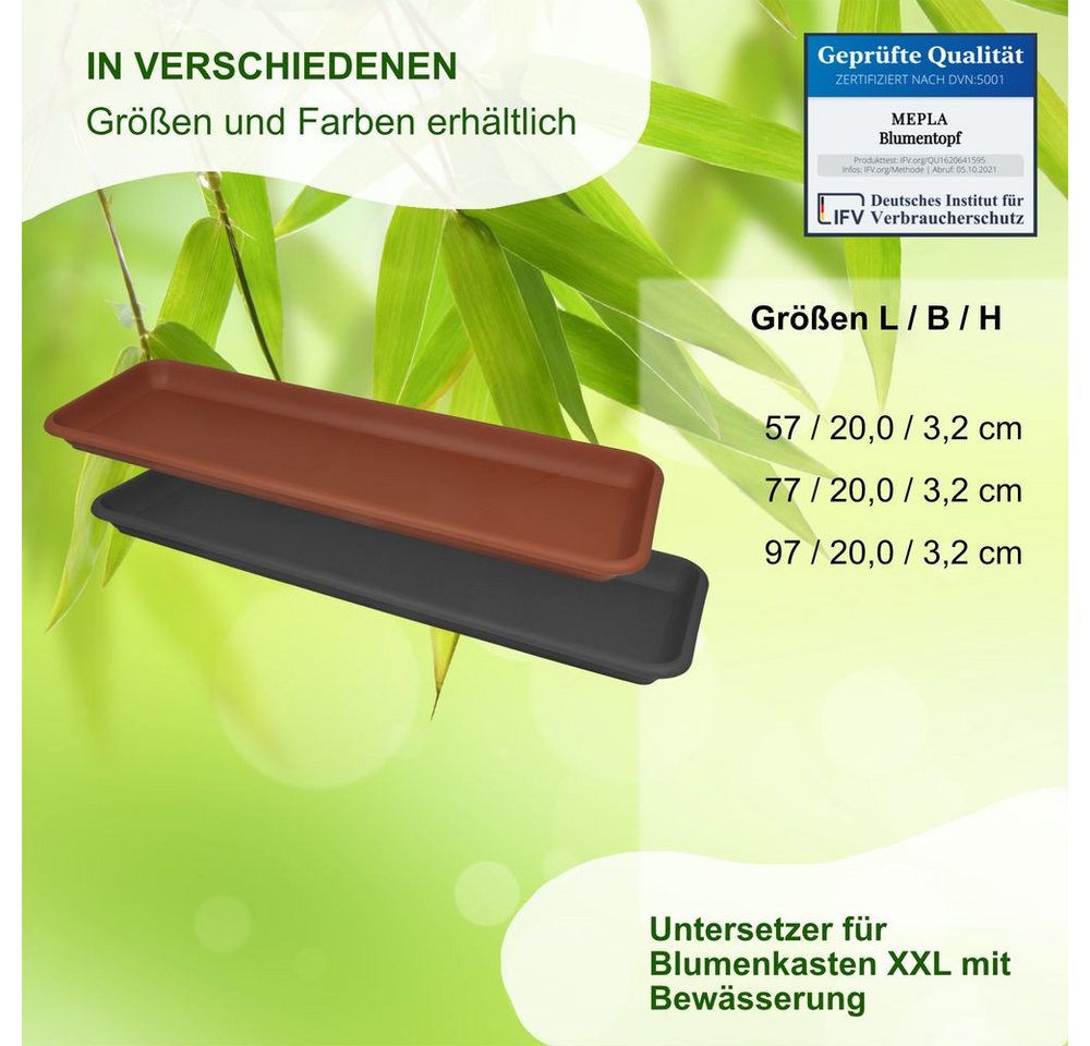 Heimwerkercenter Balkonkasten MePla XXL Untersetzer Balkonkasten L 57cm, B 20cm, Anthrazit, Kunstoff
