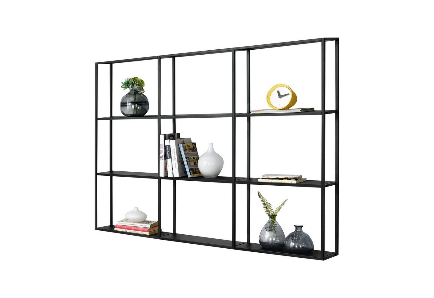 en.casa Wandregal, »Jelsa« Metallregal mit 9 offenen Ablagen Schwarz 130 x 18 x 110 cm Bild 5