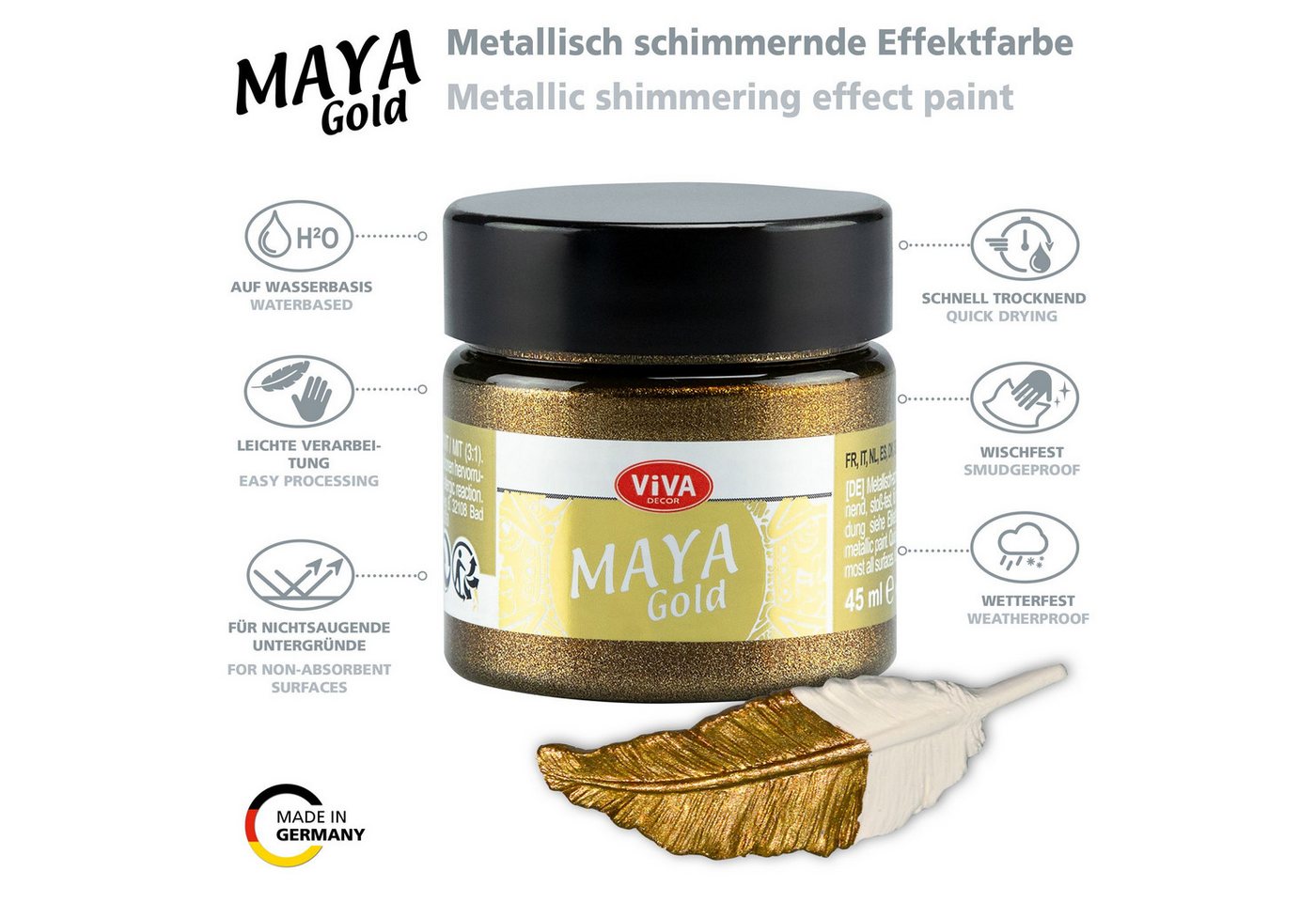 Viva Decor Acrylfarbe ViVA DECOR Maya Gold 45ml - Bronze Bild 5