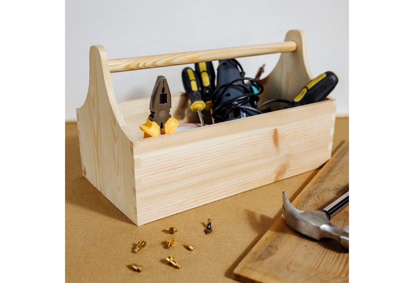 Creative Deco Werkzeugkoffer Werkzeugkasten aus Holz 34 x 18 x 20,5 cm Toolbox Bild 2