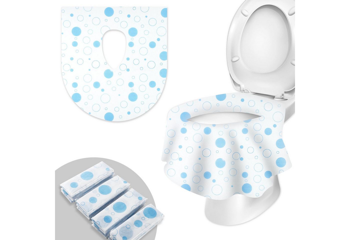 Diwzbyn WC-Deckelbezug Einweg Toilettensitzbezug, spülbare WC Toilettenauflage für Unterwegs, Vliesstoff, 10PCS, Universal Rutschfester Wasserdichter Und Antibakterieller Bild 5