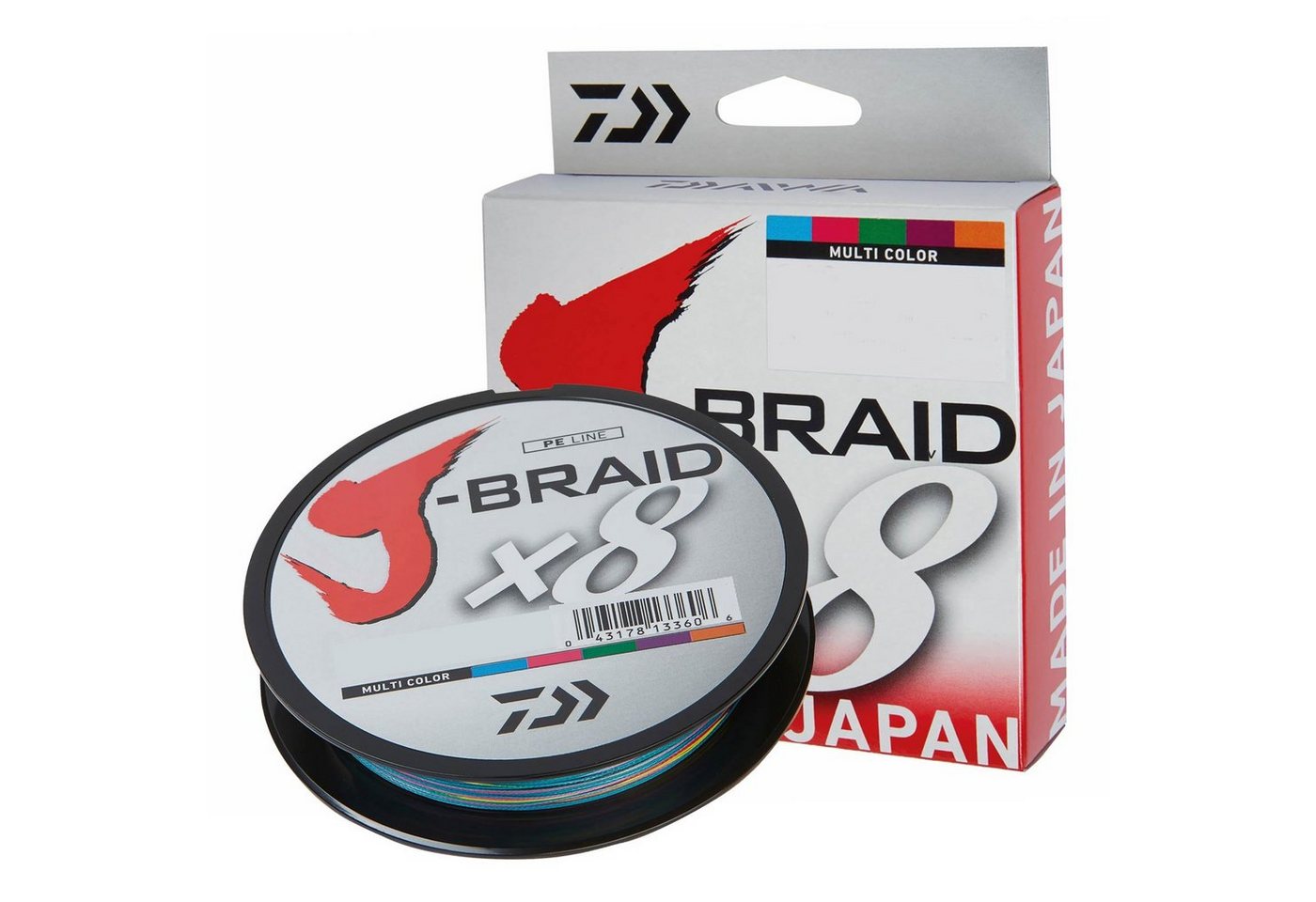 Daiwa Angelschnur, 300 m Länge, Daiwa J-Braid X8 0.42mm-300m Multi-Color Geflochtene Schnur