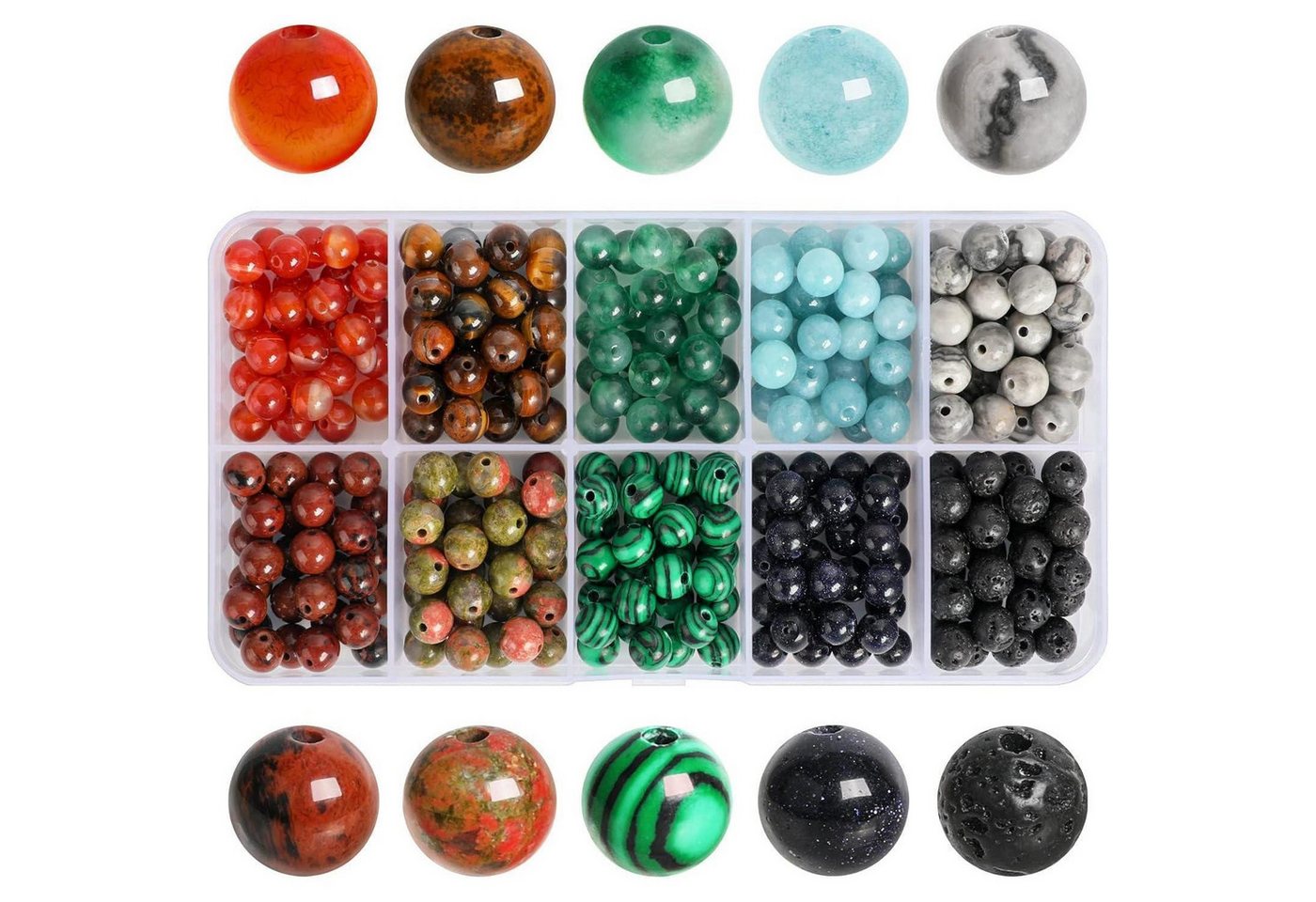 LuxusKollektion Bastelperlen Edelsteinperlen 6mm rund 300 Stück 10 Farben 6mm Bild 4
