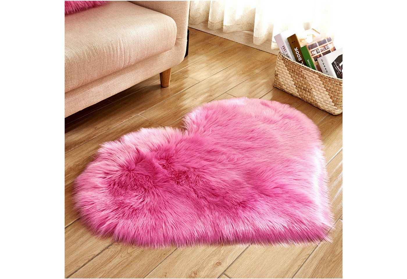 BTTO TEPP Hochflor-Teppich Fellteppich,Herz Teppich, Faux Lammfell Schaffell Weicher Teppich, Herzform 40*50cm, Weich und Flauschig,Herzform 30*40cm/40*50cm/70*90cm Bild 2