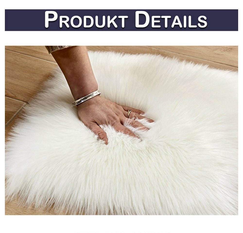 BTTO TEPP Hochflor-Teppich Fellteppich,Herz Teppich, Faux Lammfell Schaffell Weicher Teppich, Herzform 40*50cm, Weich und Flauschig,Herzform 30*40cm/40*50cm/70*90cm Bild 3