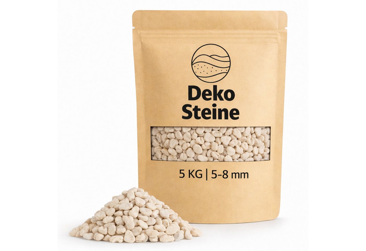 matches21 HOME & HOBBY Deko-Granulate Deko-Steine 5 KG creme Ø 5-8 mm Vasen Glas-Füllung Streudeko, (1 St), Farbiges Deko-Granulat als bunte Tischdeko Hochzeitsdeko