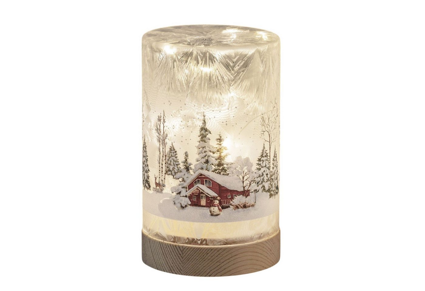 formano LED Dekolicht LED Deko Licht Winterlandschaft Leuchtglas Holzsockel 15cm Timer 6/18h, LED fest integriert Bild 3