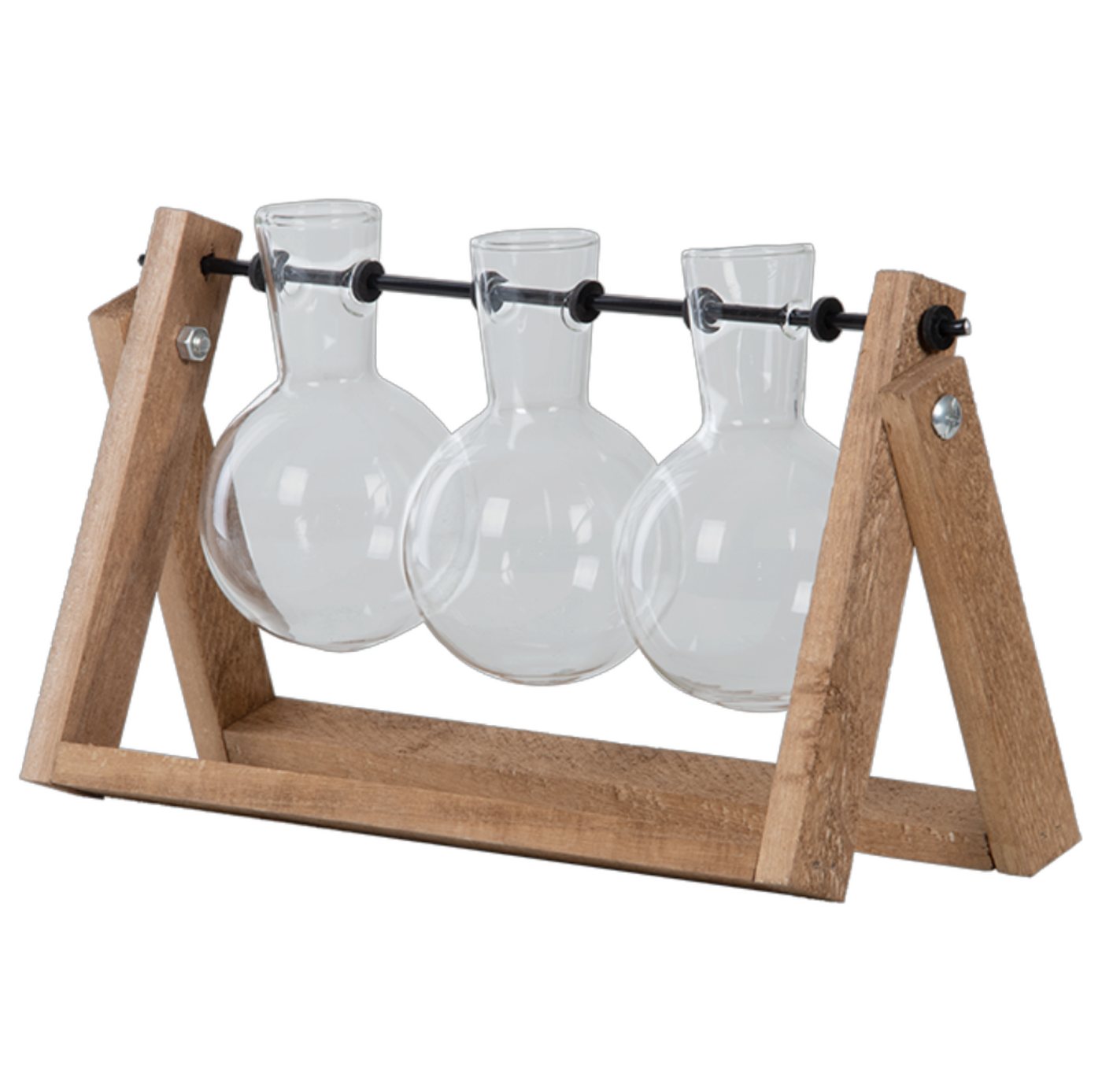 esschert design Übertopf Steckling-Vase im Holzgestell mit 3 Glaskolben. Pflanzenanzucht & Deko Bild 2