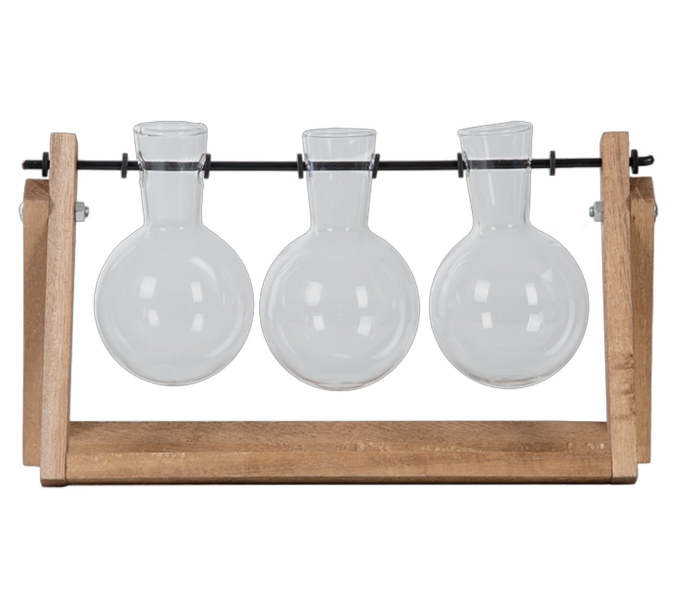 esschert design Übertopf Steckling-Vase im Holzgestell mit 3 Glaskolben. Pflanzenanzucht & Deko Bild 4