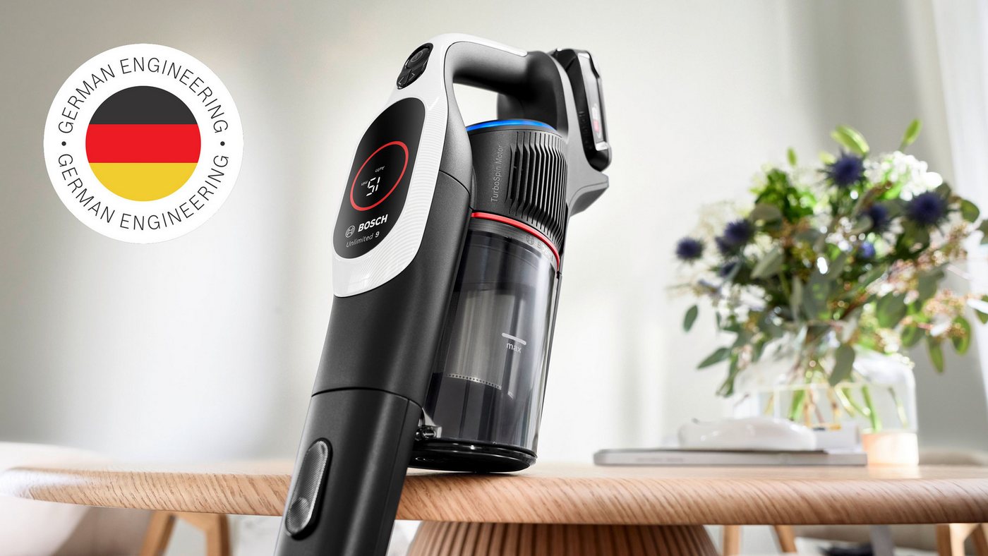 BOSCH Akku-Stielstaubsauger BTS942WQC, beutellos, LED-Licht, HEPA-Filtersystem, Schnellladegerät, 2 Akkus, weiß Bild 2