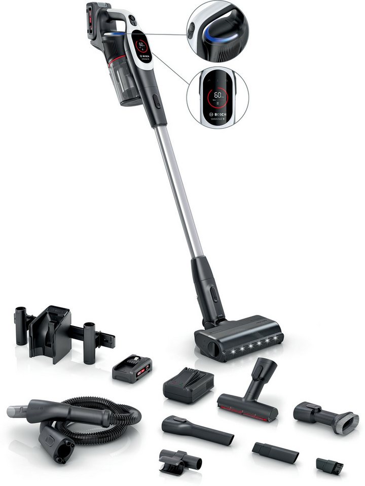 BOSCH Akku-Stielstaubsauger BTS942WQC, beutellos, LED-Licht, HEPA-Filtersystem, Schnellladegerät, 2 Akkus, weiß Bild 4
