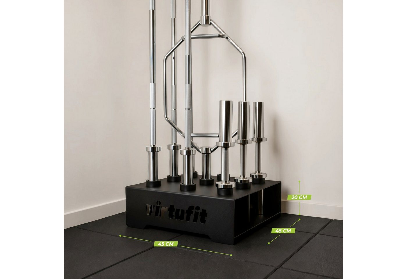 VirtuFit Langhantelstange VirtuFit Olympischer Hantelstangenständer für 9 Stangen 50 mm Schwarz Bild 4