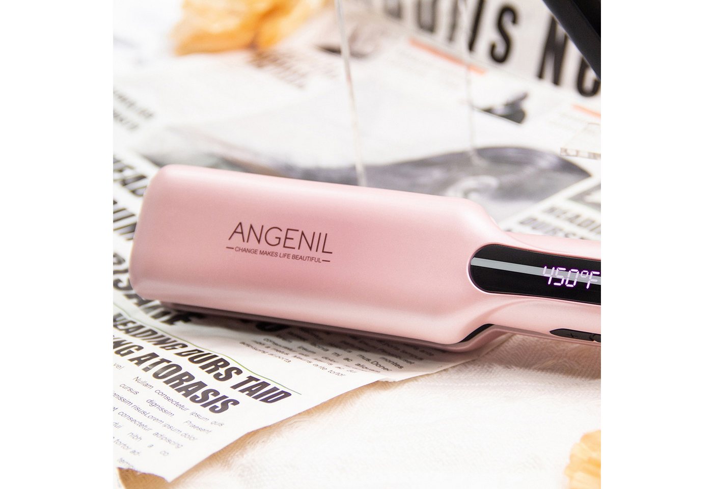 ANGENIL Glätteisen für Locken und Glätten, Haarglätter und Lockenstab 2 in 1, Haar Glätteisen Keramik Ionen Technologie, Glatteisen 1.6" Breite Platten, Hair Iron Straightener Glatte Haare