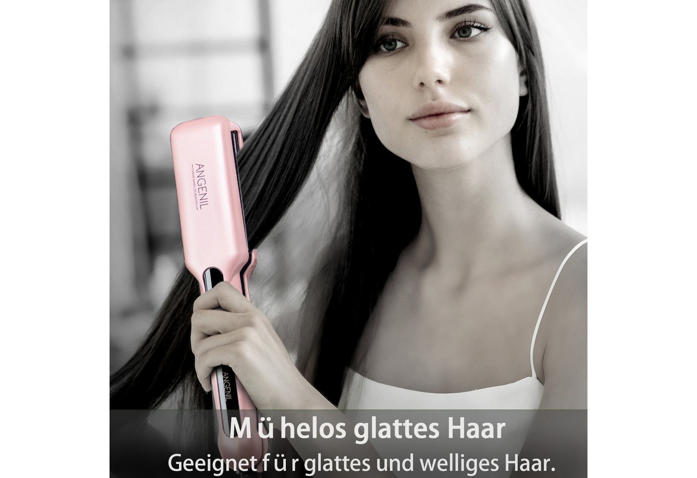 ANGENIL Glätteisen für Locken und Glätten, Haarglätter und Lockenstab 2 in 1, Haar Glätteisen Keramik Ionen Technologie, Glatteisen 1.6" Breite Platten, Hair Iron Straightener Glatte Haare Bild 2