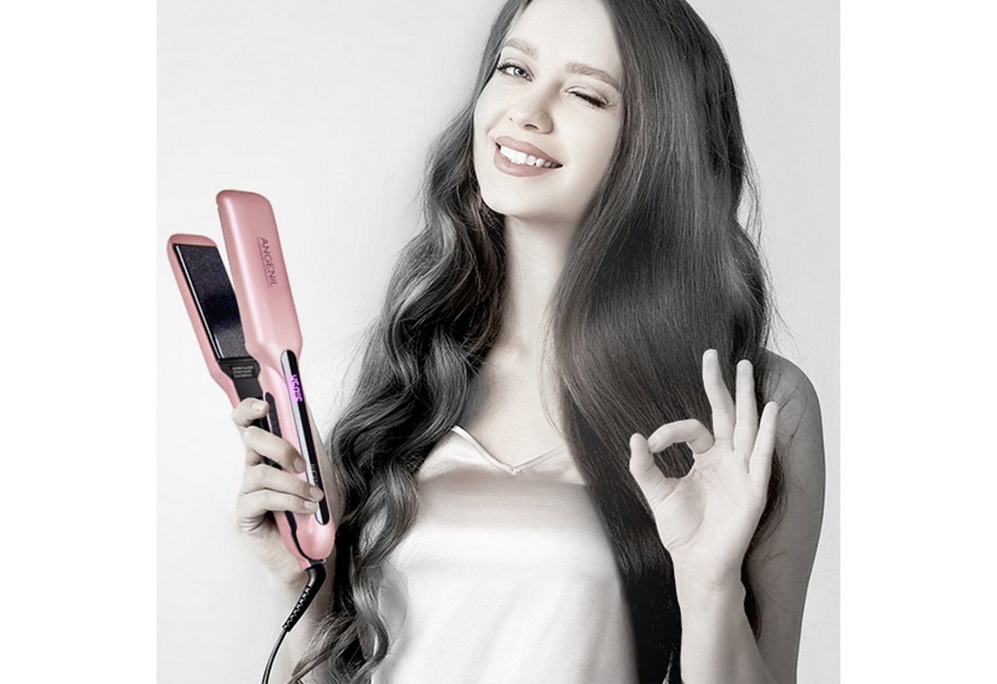 ANGENIL Glätteisen für Locken und Glätten, Haarglätter und Lockenstab 2 in 1, Haar Glätteisen Keramik Ionen Technologie, Glatteisen 1.6" Breite Platten, Hair Iron Straightener Glatte Haare Bild 5