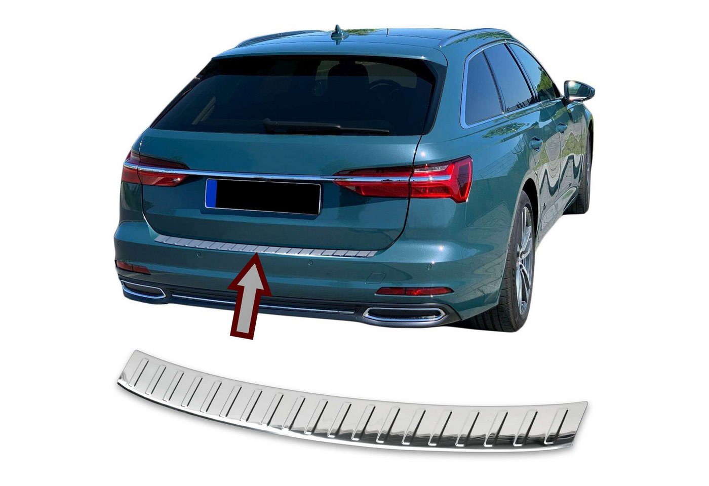 RECAMBO Ladekantenschutz für AUDI A6 Avant, Typ C8, BJ ab 2018> Stoßstangenschutz, V2A rostfrei, Exklusive Optik, praktischer Schutz & perfekte Passform Bild 5