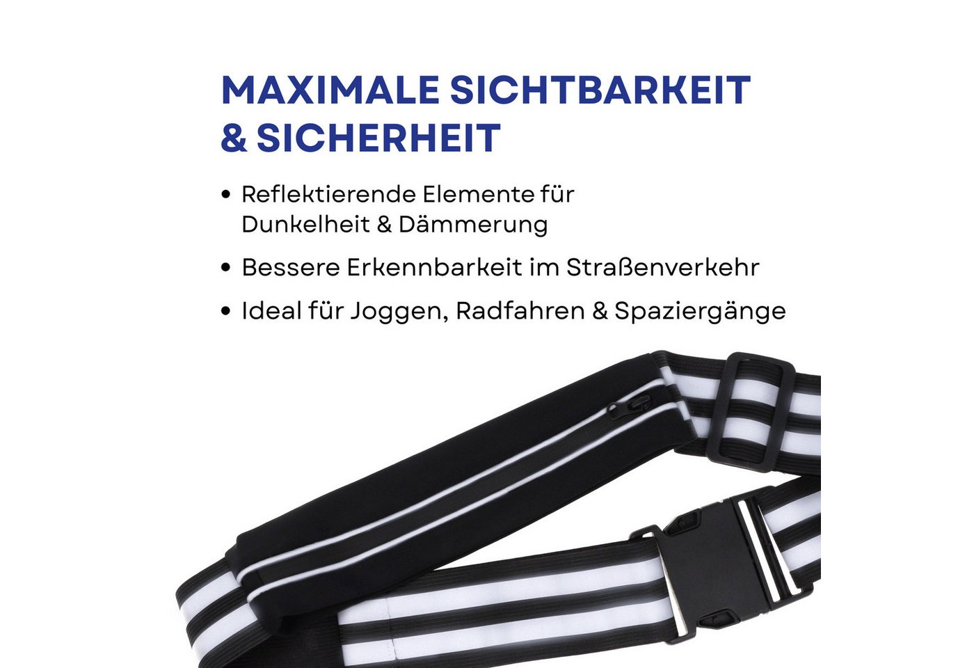 FIRST AID ONLY® Reflektorband Reflektorgurt Schwarz, Reflekorband EN ISO 20471, Tasche für Mobiltelefon oder Geldbörse Bild 3