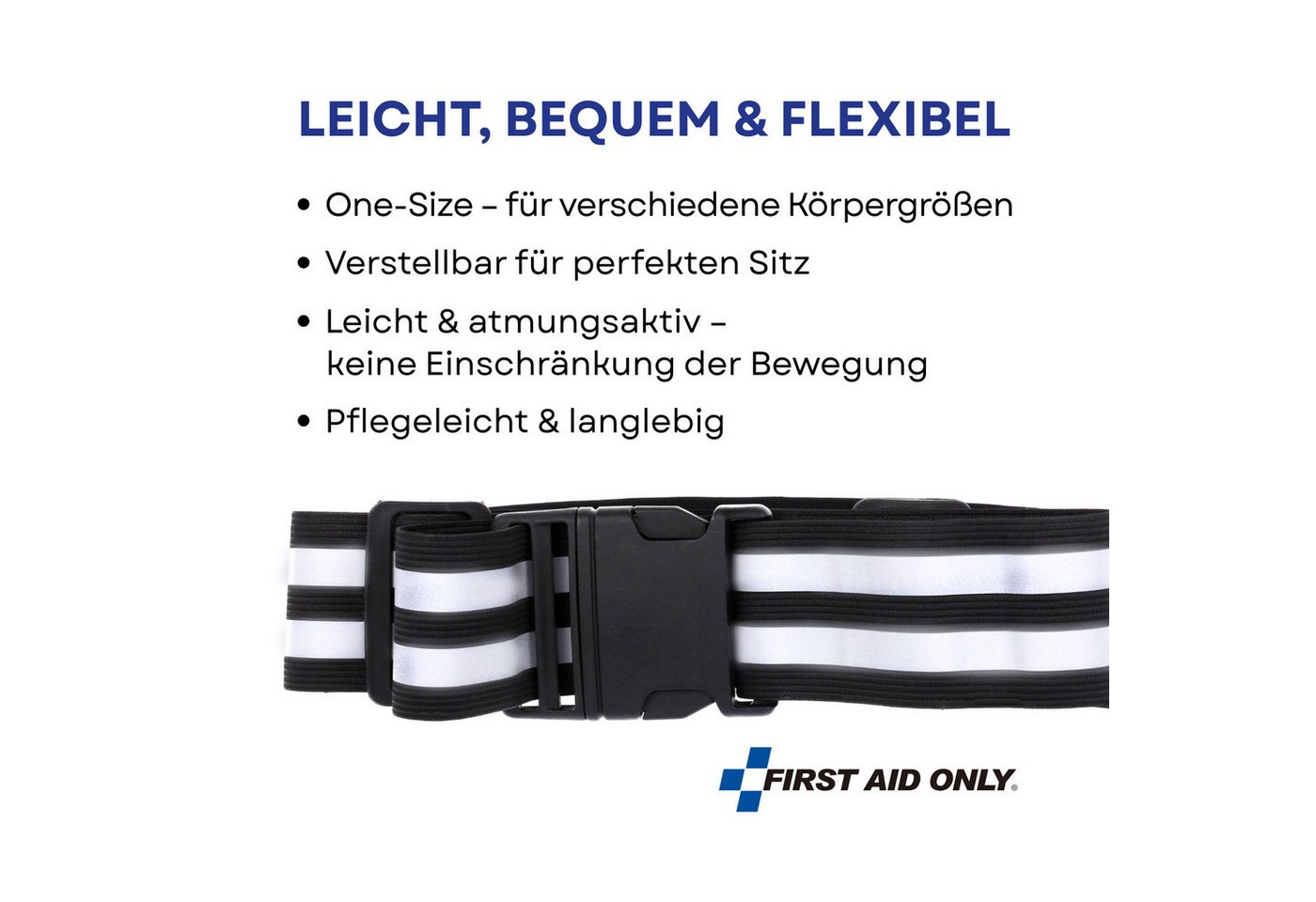 FIRST AID ONLY® Reflektorband Reflektorgurt Schwarz, Reflekorband EN ISO 20471, Tasche für Mobiltelefon oder Geldbörse Bild 5