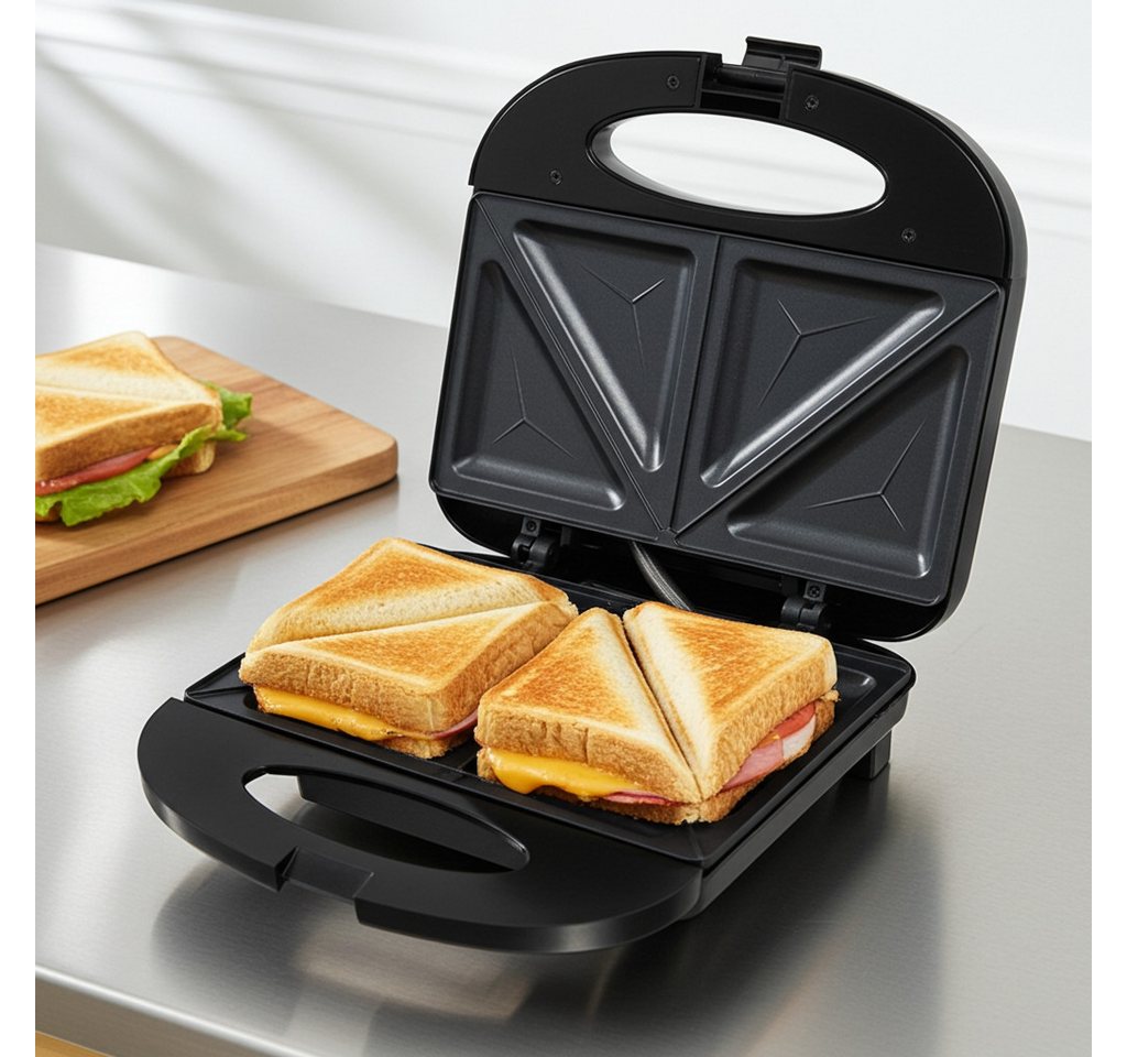 DESKI Sandwichmaker Hitzebeständiger Sandwichmaker 750W, 2 Grill-Sandwiches antihaft, 750 W, XL-Sandwichmaker mit Cool-Touch-Griff & Antihaft-Grillplatten Bild 4