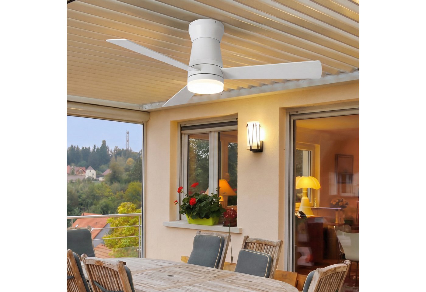 Furnishings Home Deckenventilator Ventilatorleuchte Deckenlampe mit Fernbedienung Leiser, 6 Stufen, 132 cm Durchmesser, DC Motor, Dimmbare LED, Sommer/Winterfunktion Bild 2